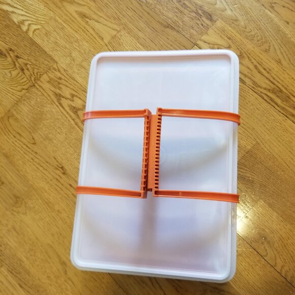 Tupperware TupperCraft Sewing Kit Craft Tackle 4pc Organizer Box Orange - Picture 2 of 8